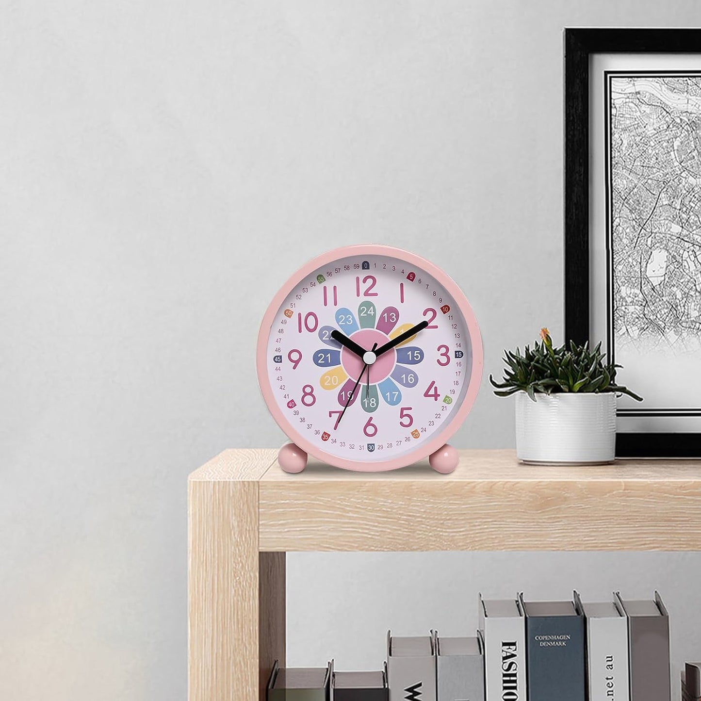 Pink Analog Alarm Clock – Kids & Teens, Learning Clock
