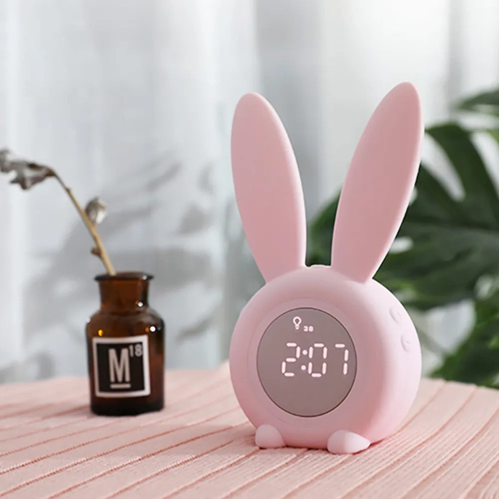 Digital Alarm Clock Rabbit – LED, Night Lamp, Rechargeable