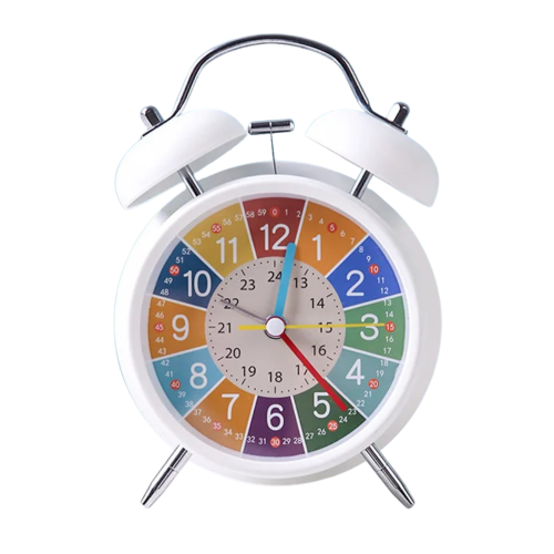 Twin Bell Alarm Clock Kids – Metal, Round, Classic