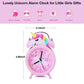 Unicorn Kids Alarm Clock – Double Bell, Night Glow, Backlight