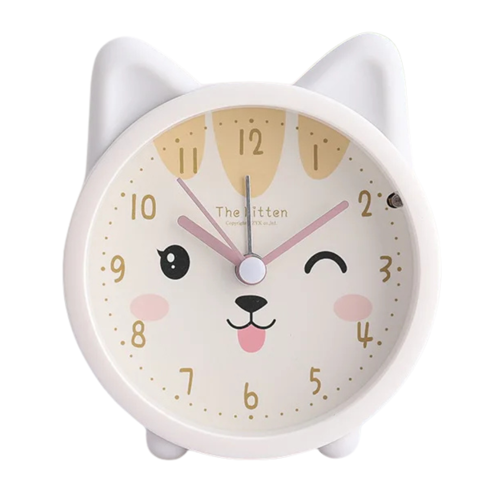 Cat Alarm Clock Analog – Cartoon, Silent, 4 Colors