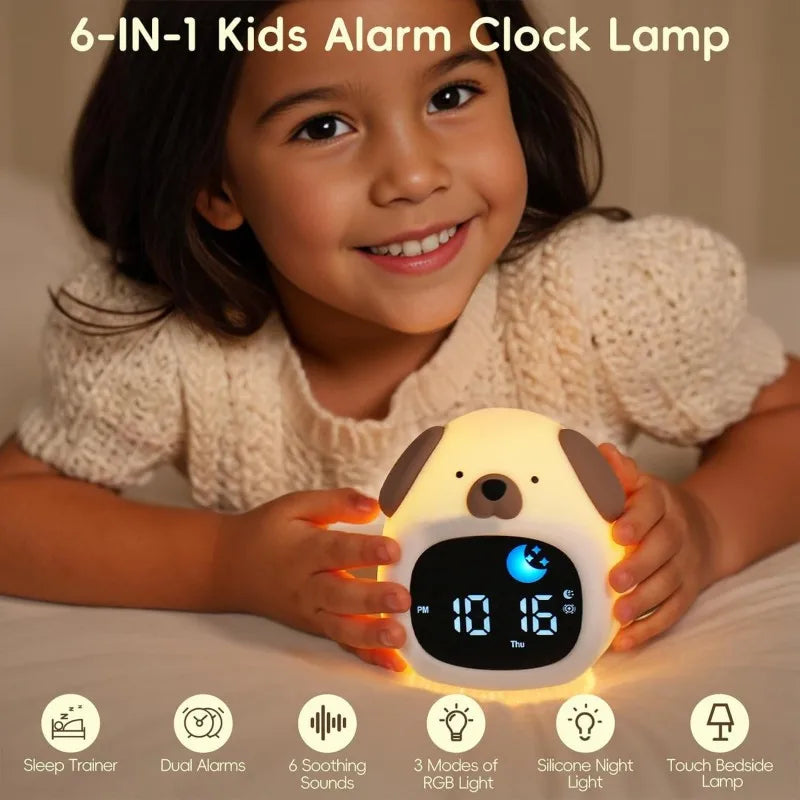 Kids Alarm Clock Night Light – Touch, Sleep Training, 3 Shapes