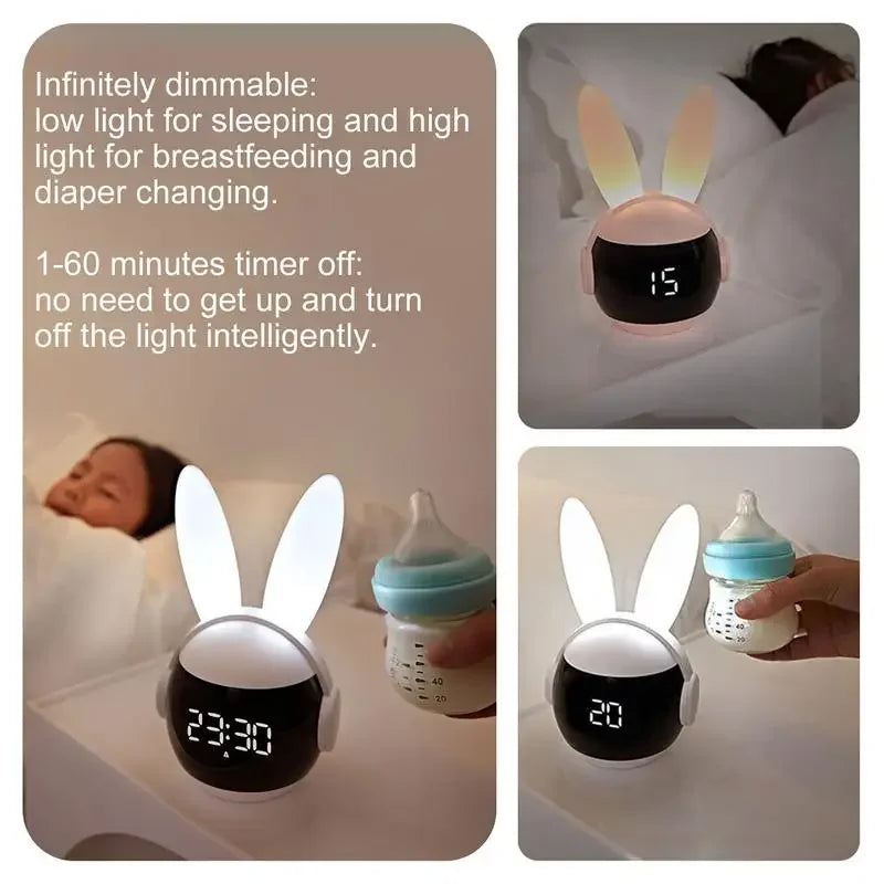 Rabbit Digital Alarm Clock – Night Light, 3 Wake-Up Modes
