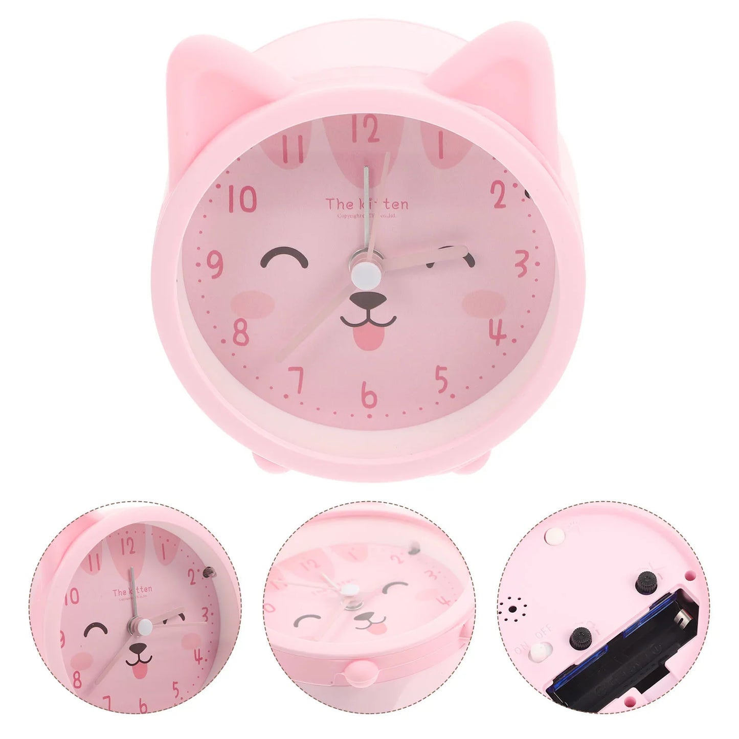 Cat Alarm Clock Analog – Cartoon, Silent, 4 Colors