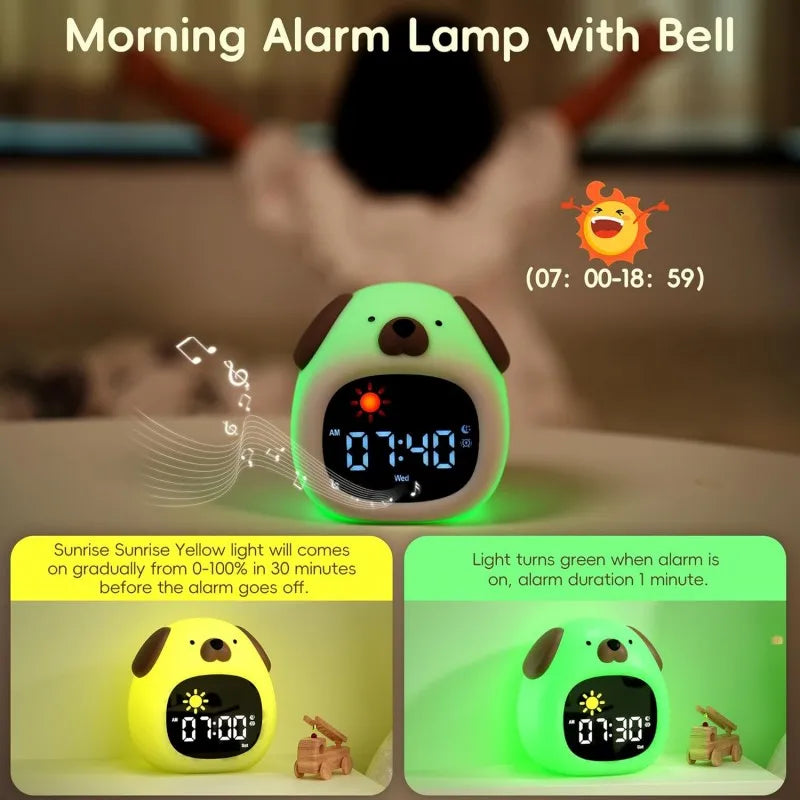 Kids Alarm Clock Night Light – Touch, Sleep Training, 3 Shapes