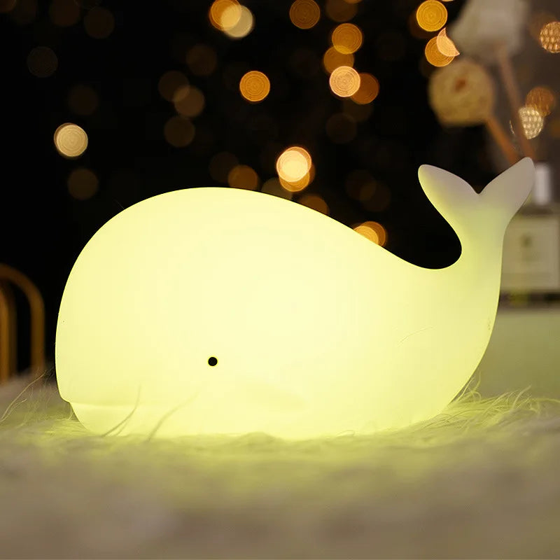 Whale Night Light - Soft LED Glow, Touch Sensor, Nursery Safe
