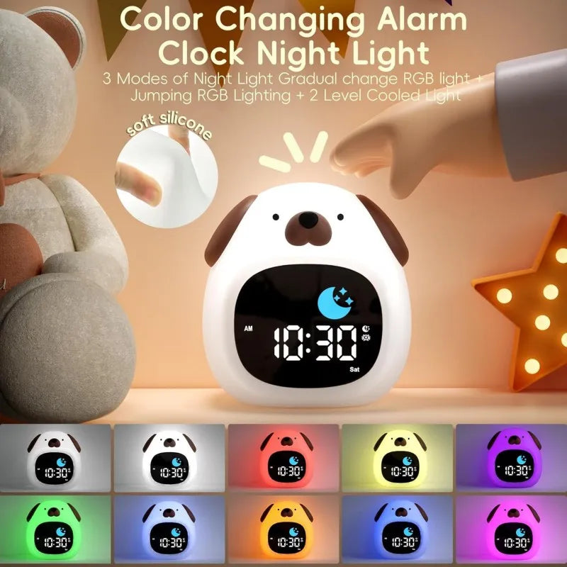Kids Alarm Clock Night Light – Touch, Sleep Training, 3 Shapes
