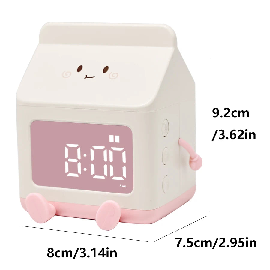 Digital Alarm Clock Milk Carton – LED, Voice Control, Calendar