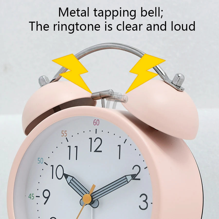 Analog Alarm Clock Dual Bell – Metal, Macaron, 4 Colors
