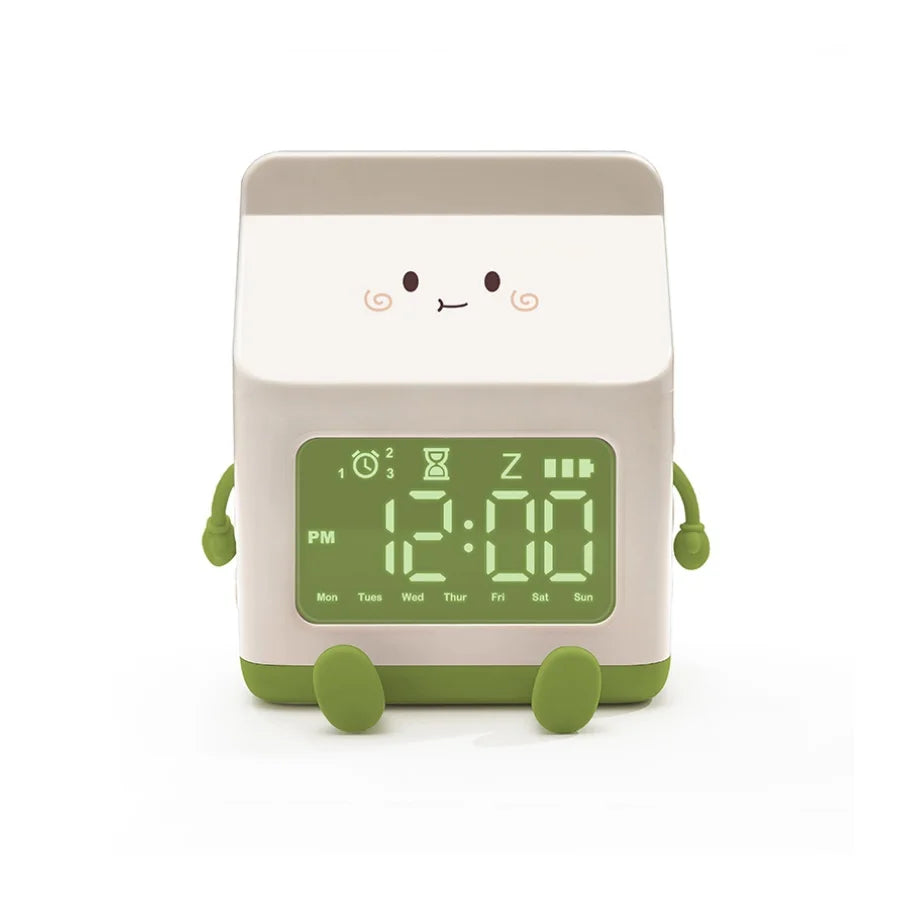 Digital Alarm Clock Milk Carton – LED, Voice Control, Calendar