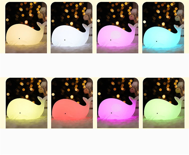 Whale Night Light - Soft LED Glow, Touch Sensor, Nursery Safe