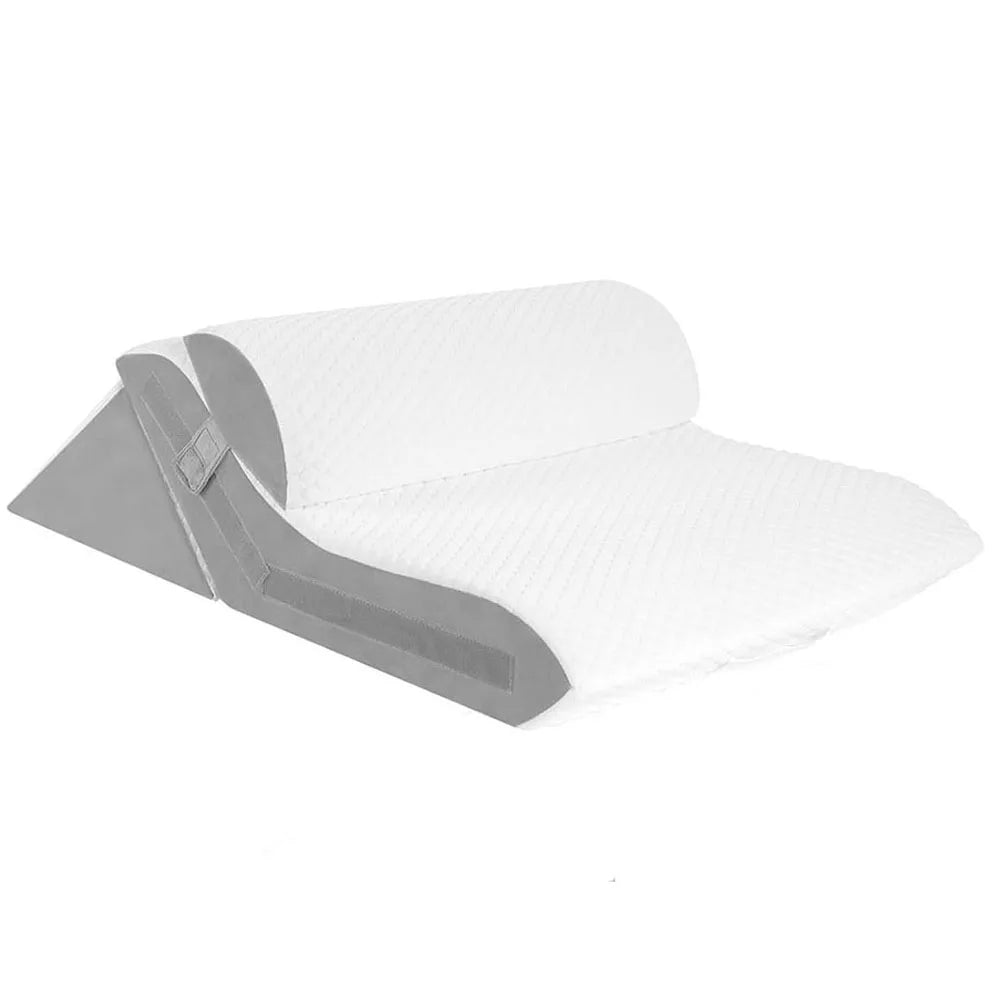 Triangle wedge pillow washable cover grey white detail