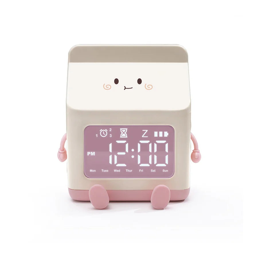 Digital Alarm Clock Milk Carton – LED, Voice Control, Calendar