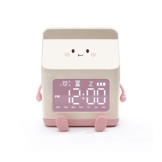 Digital Alarm Clock Milk Carton – LED, Voice Control, Calendar