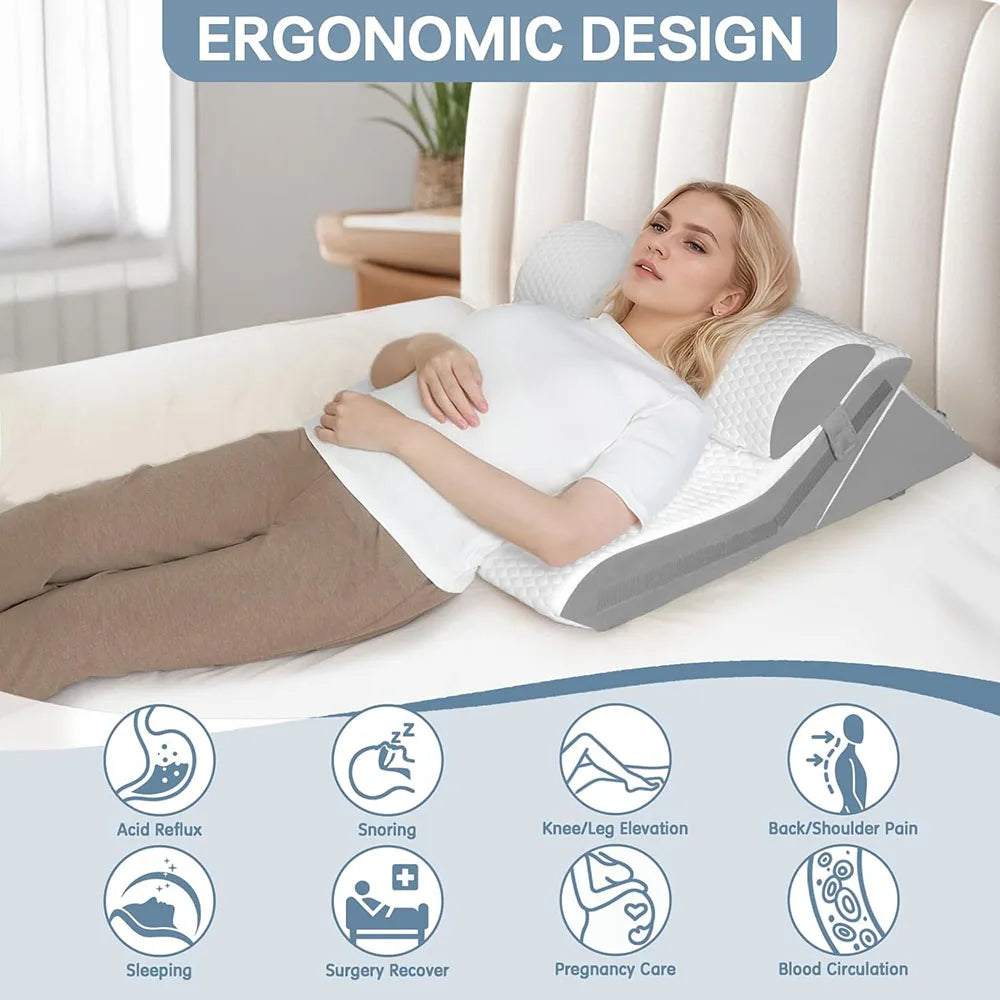 Triangle wedge pillow acid reflux 2 sizes grey white