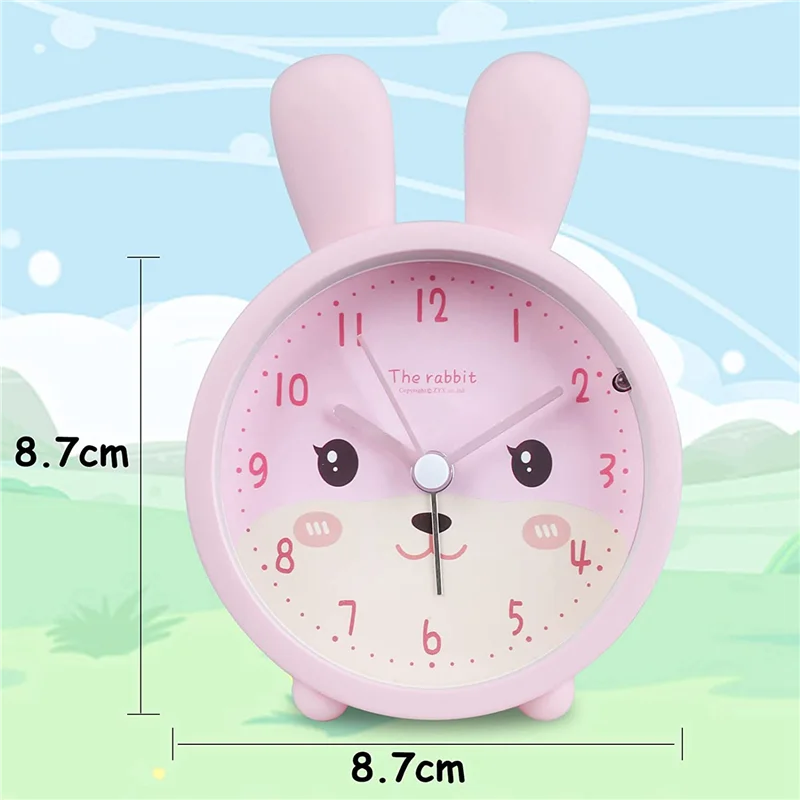 Pastel Pink Alarm Clock – Silent, Night Light, for Kids