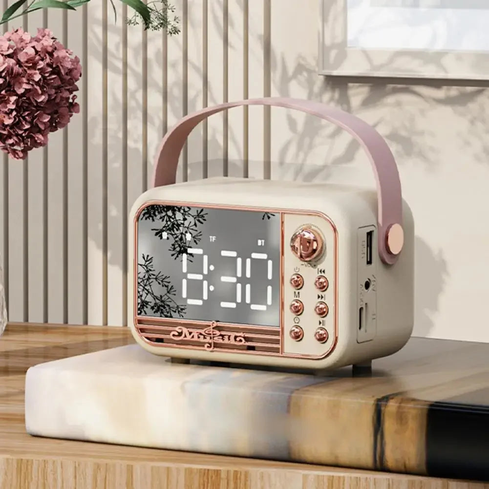 Retro Alarm Clock Speaker – Bluetooth, FM Radio, 2 Colours