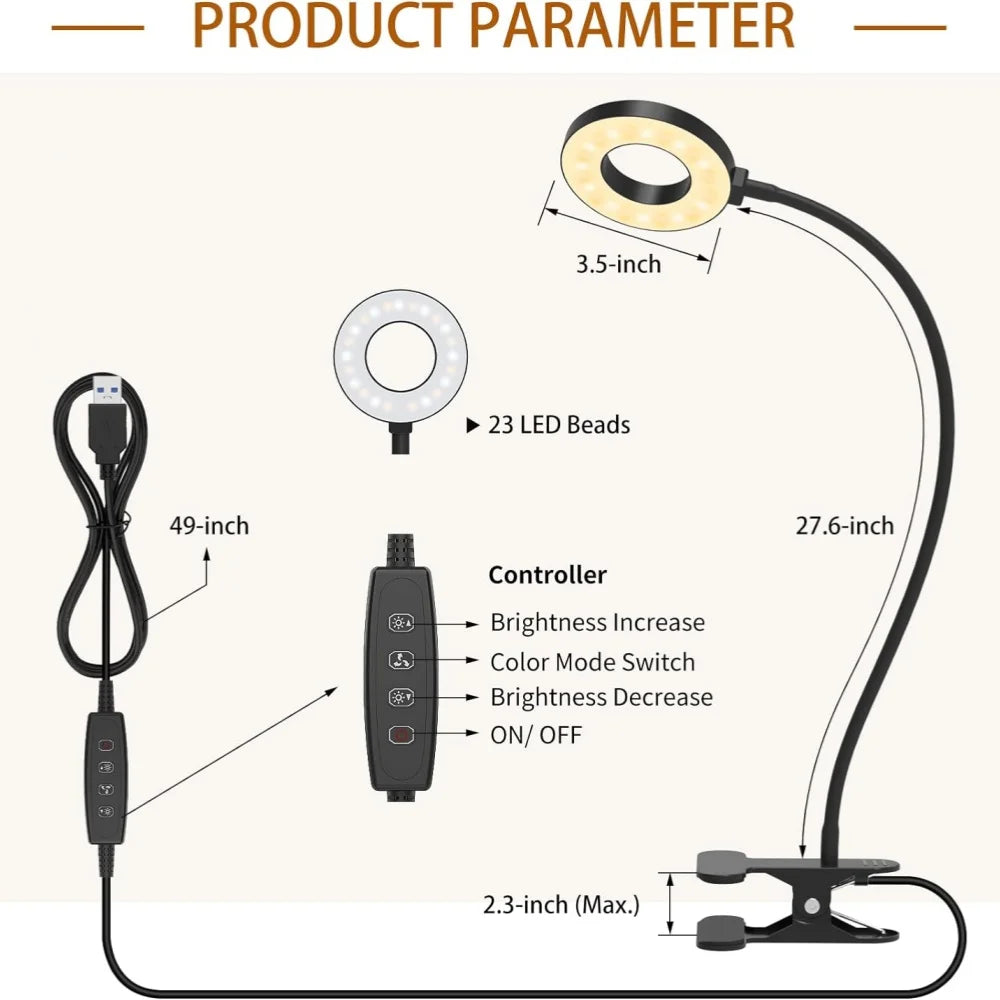 Bedside Clip Lamp Black - Adjustable Modern