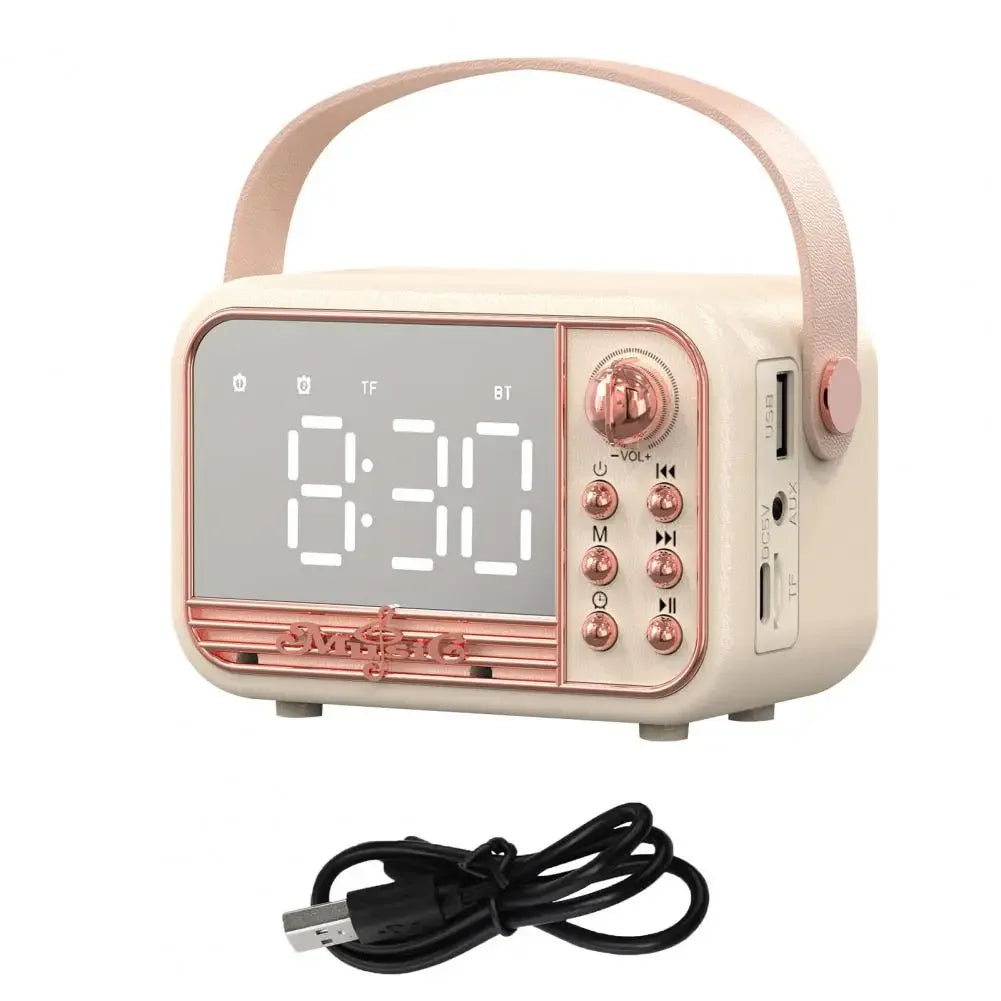 Retro Alarm Clock Speaker – Bluetooth, FM Radio, 2 Colours
