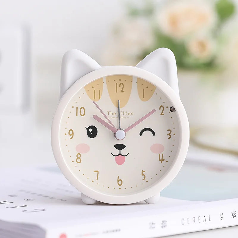 Cat Alarm Clock Analog – Cartoon, Silent, 4 Colors
