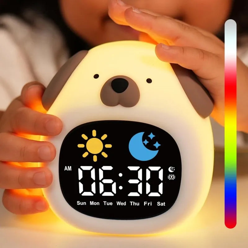 Kids Alarm Clock Night Light – Touch, Sleep Training, 3 Shapes