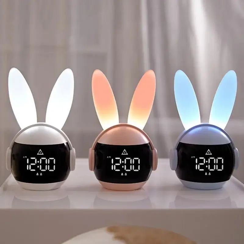 Rabbit Digital Alarm Clock – Night Light, 3 Wake-Up Modes