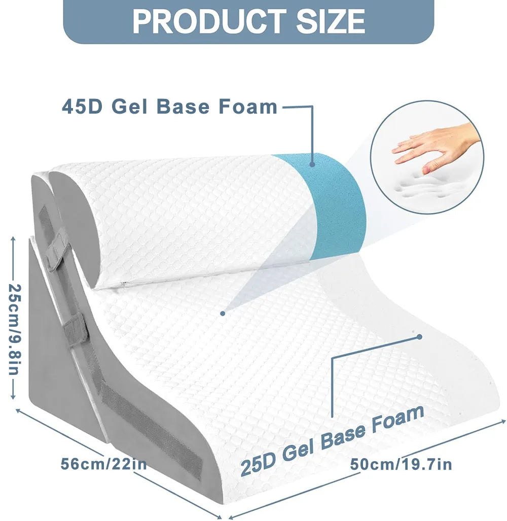 Wedge pillow for acid reflux GERD elevation grey white
