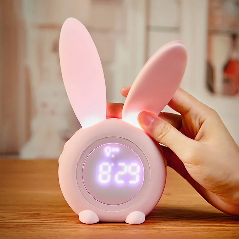 Digital Alarm Clock Rabbit – LED, Night Lamp, Rechargeable