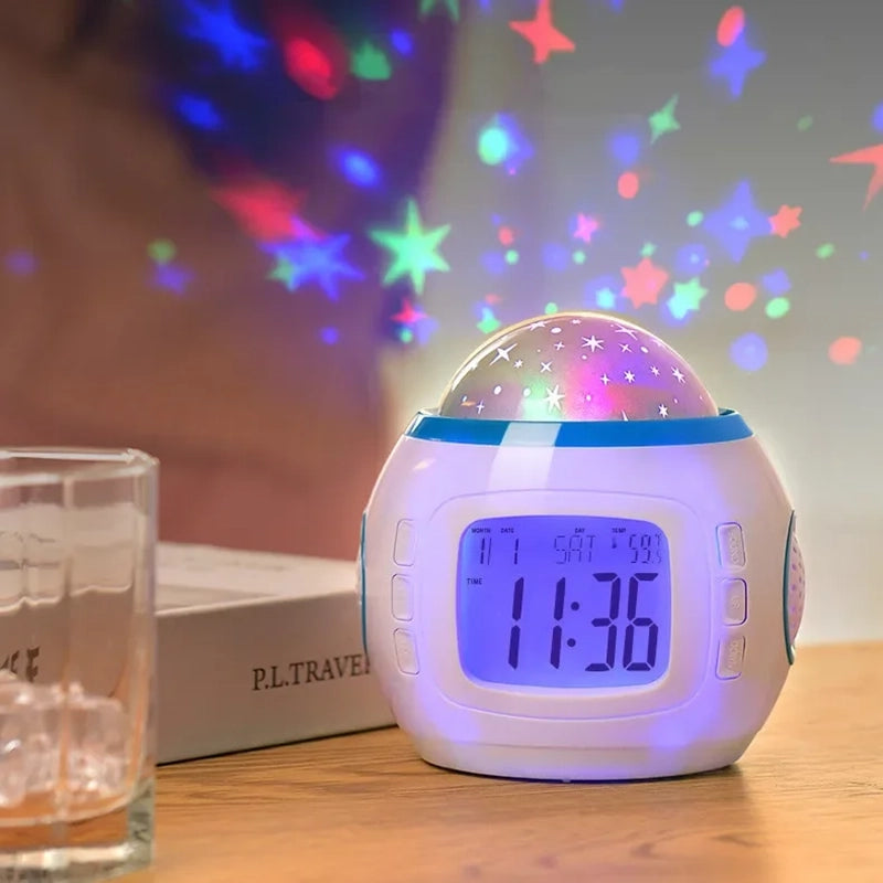 Alarm Clock Kids Projector – Star Sky, Color LED, Night Light
